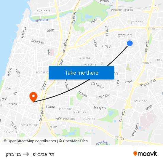 בני ברק to תל אביב-יפו map