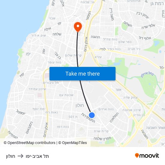 חולון to תל אביב-יפו map