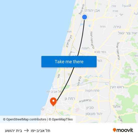 בית יהושע to תל אביב-יפו map