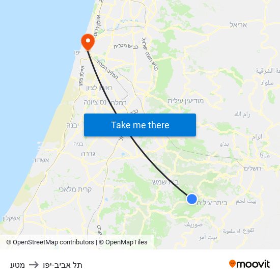 מטע to תל אביב-יפו map