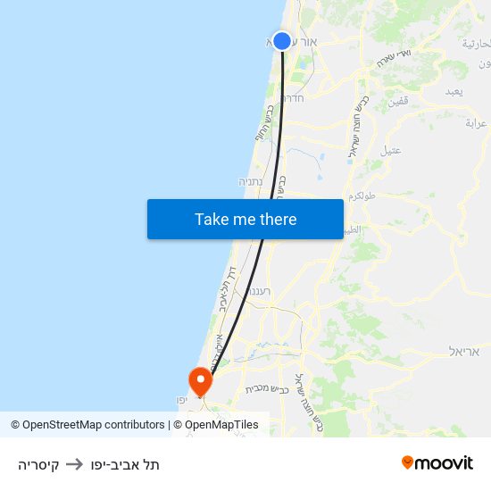 קיסריה to תל אביב-יפו map