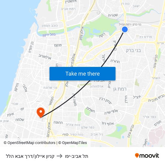 קניון איילון/דרך אבא הלל to תל אביב-יפו map