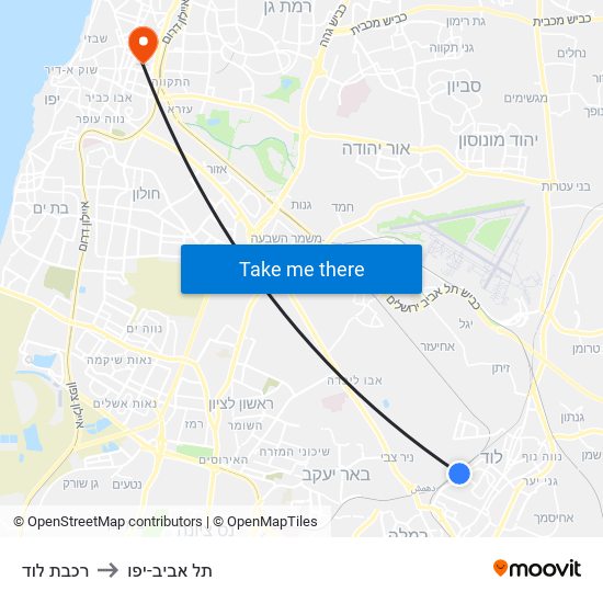 רכבת לוד to תל אביב-יפו map