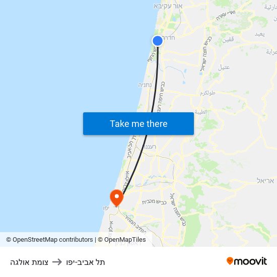 צומת אולגה to תל אביב-יפו map