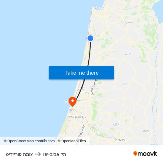 צומת פוריידיס to תל אביב-יפו map