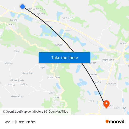 גבע to תל תאומים map