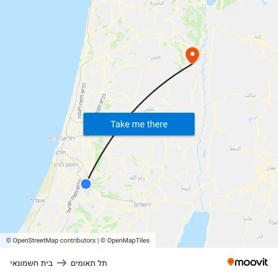 בית חשמונאי to תל תאומים map