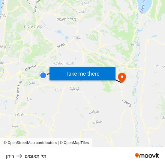 ריחן to תל תאומים map