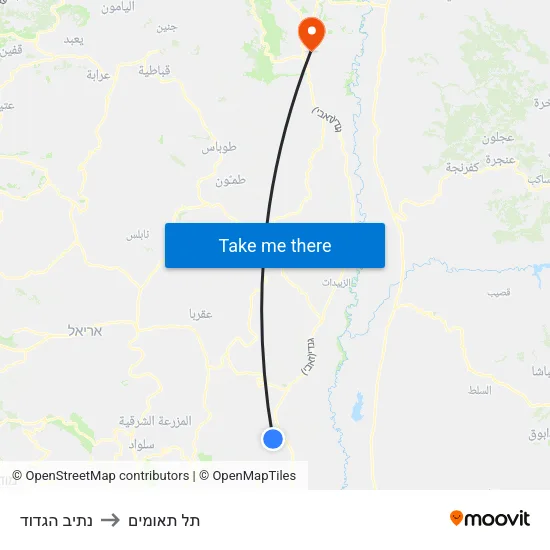 נתיב הגדוד to תל תאומים map
