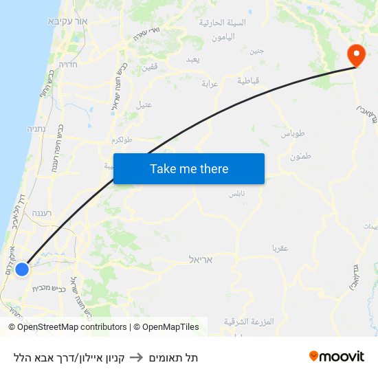 קניון איילון/דרך אבא הלל to תל תאומים map