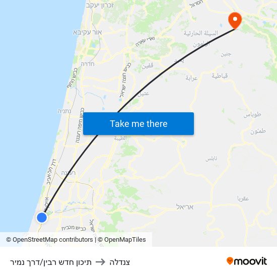 תיכון חדש רבין/דרך נמיר to צנדלה map