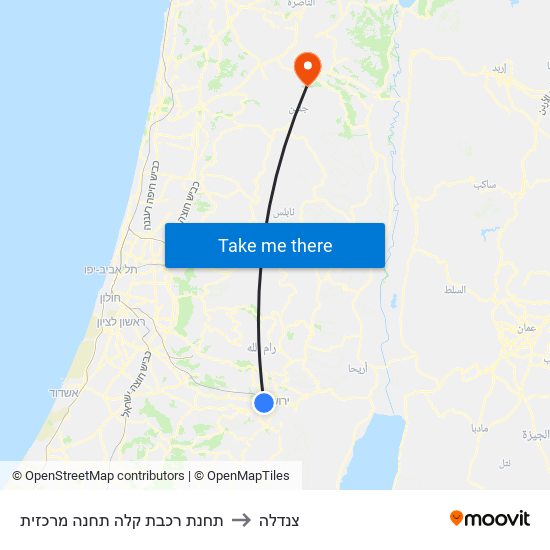 תחנת רכבת קלה תחנה מרכזית to צנדלה map