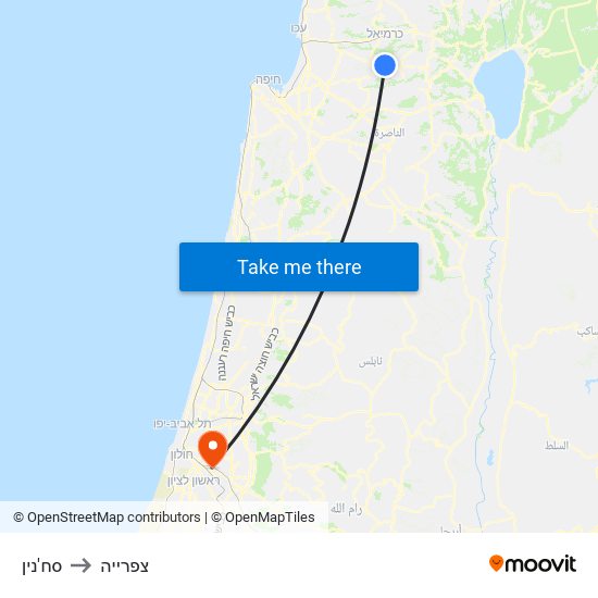 סח'נין to צפרייה map