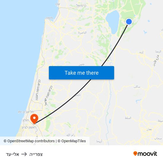 אלי-עד to צפרייה map