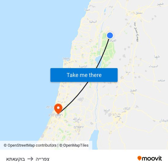 בוקעאתא to צפרייה map