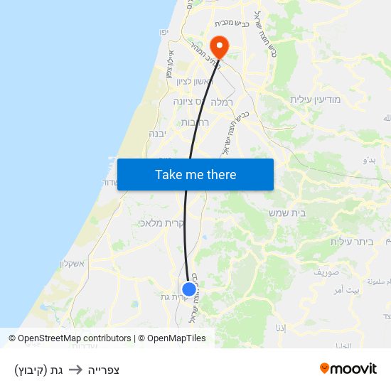 גת (קיבוץ) to צפרייה map