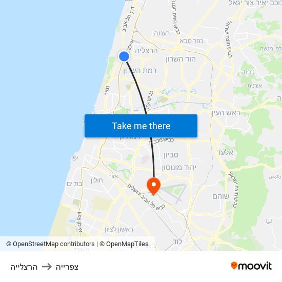 הרצלייה to צפרייה map