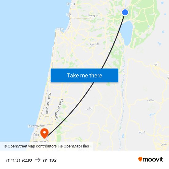 טובא-זנגרייה to צפרייה map