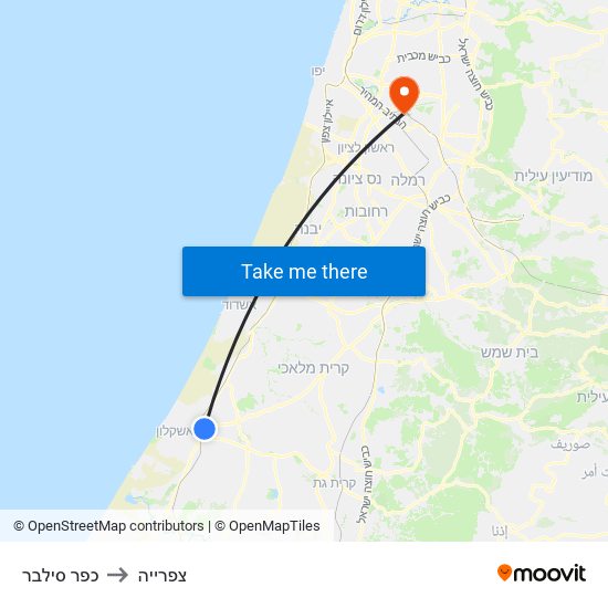 כפר סילבר to צפרייה map