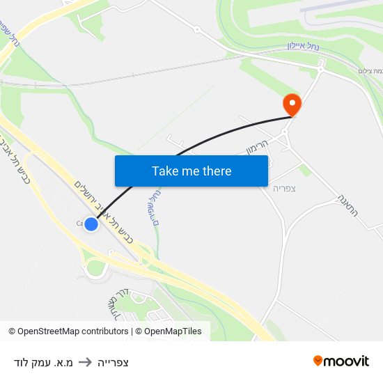 מ.א. עמק לוד to צפרייה map
