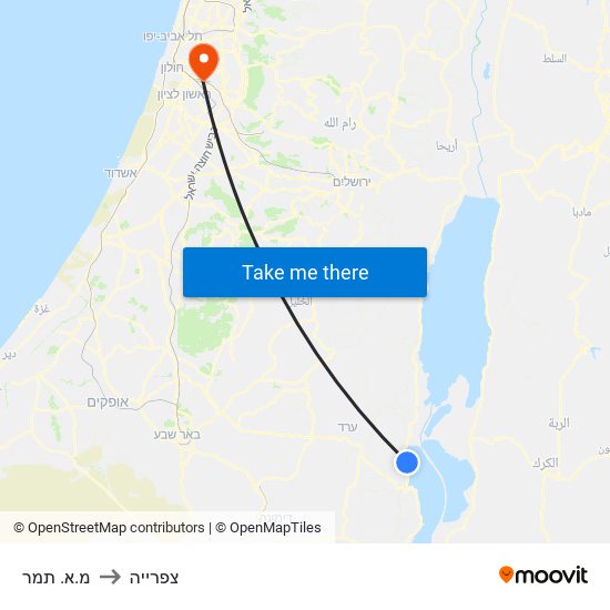 מ.א. תמר to צפרייה map