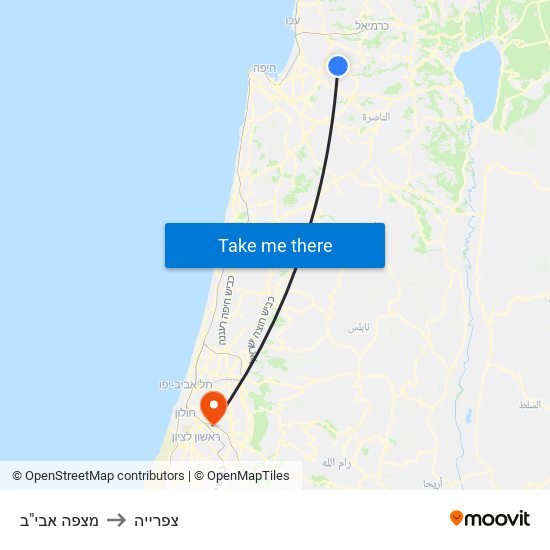 מצפה אבי"ב to צפרייה map