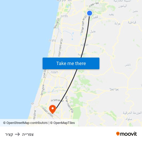 קציר to צפרייה map