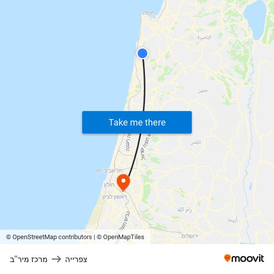 מרכז מיר''ב to צפרייה map