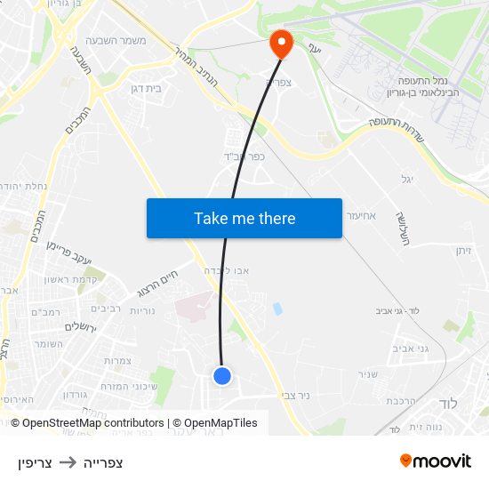 צריפין to צפרייה map