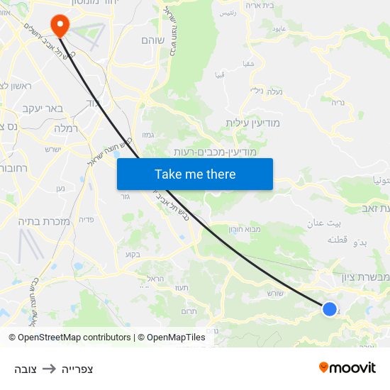 צובה to צפרייה map
