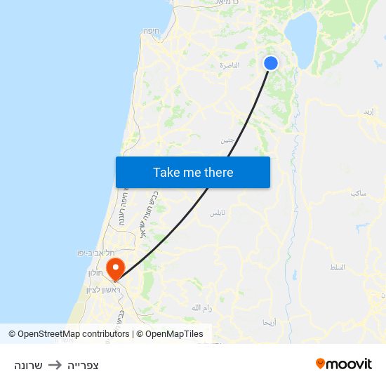 שרונה to צפרייה map