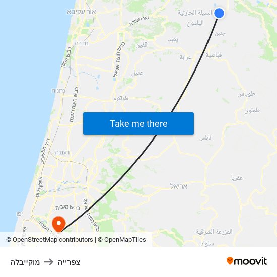 מוקייבלה to צפרייה map