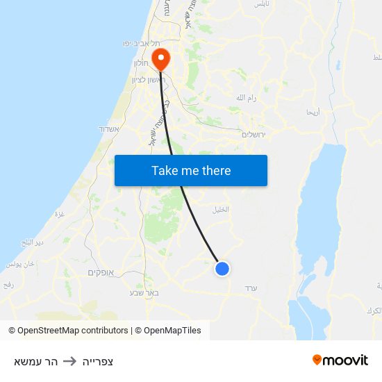 הר עמשא to צפרייה map