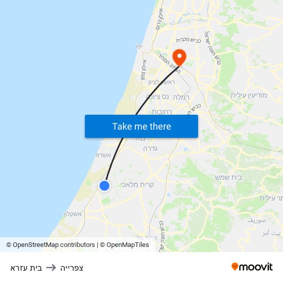 בית עזרא to צפרייה map