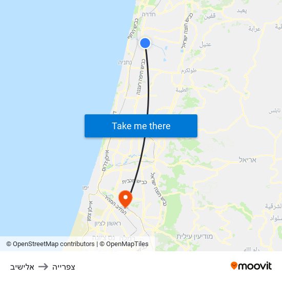 אלישיב to צפרייה map