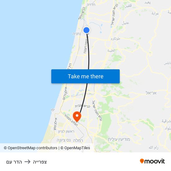 הדר עם to צפרייה map