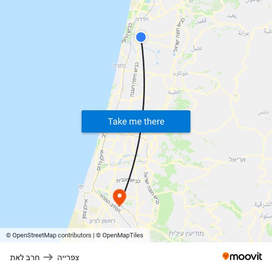 חרב לאת to צפרייה map