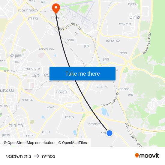 בית חשמונאי to צפרייה map