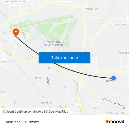 כפר טרומן to צפרייה map