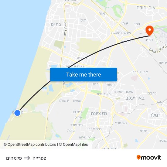 פלמחים to צפרייה map