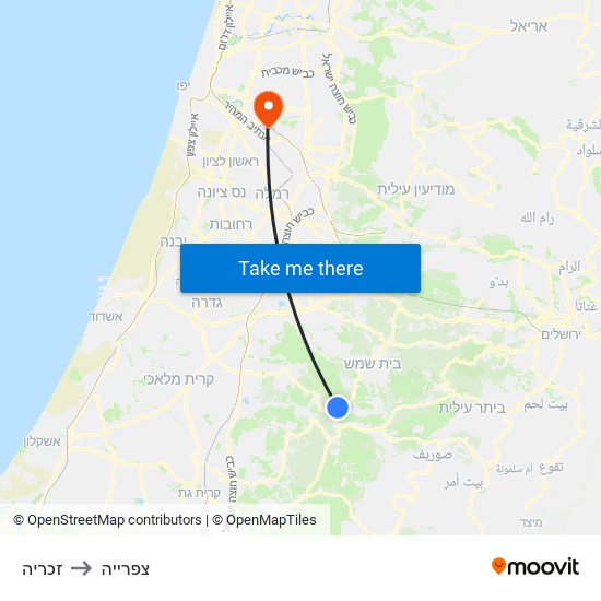 זכריה to צפרייה map