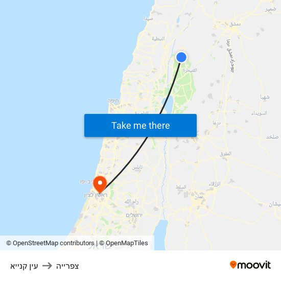 עין קנייא to צפרייה map