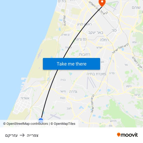 עזריקם to צפרייה map