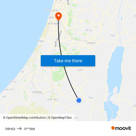 כסיפה to צפרייה map