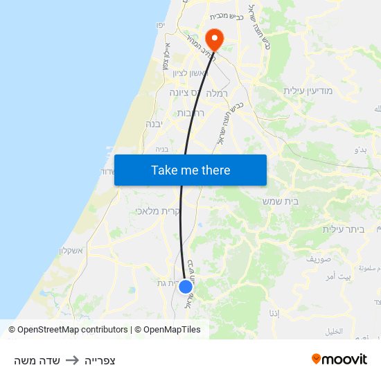 שדה משה to צפרייה map