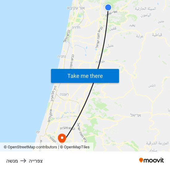 מנשה to צפרייה map