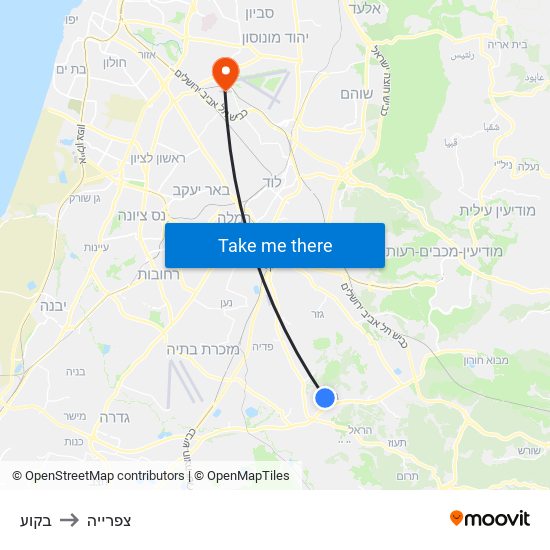 בקוע to צפרייה map