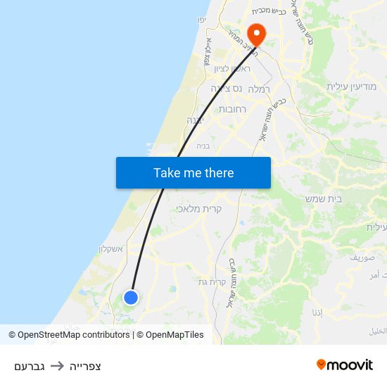 גברעם to צפרייה map