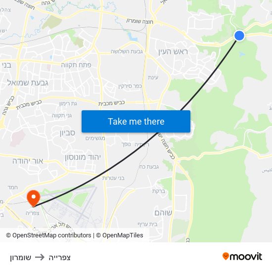 שומרון to צפרייה map