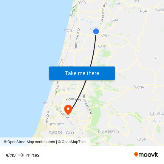 עולש to צפרייה map